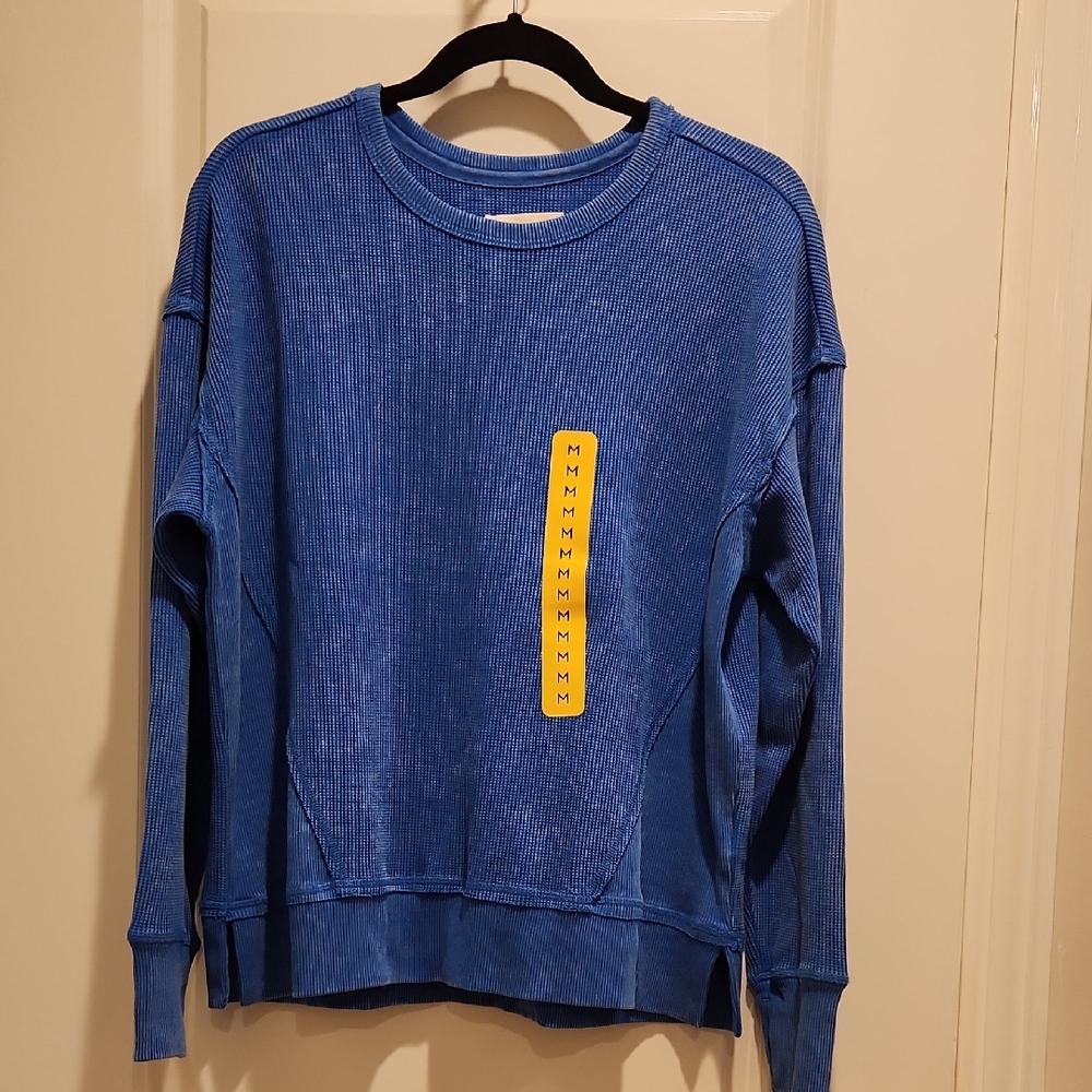 Seven7 Women's Blue Crew Neck Sweater NWT